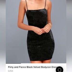 Lulus black velvet mini dress size medium